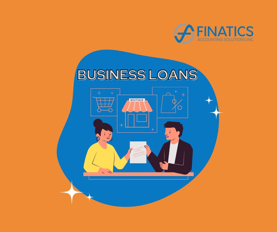 Man and woman exchanging business loan document on blue and orange background